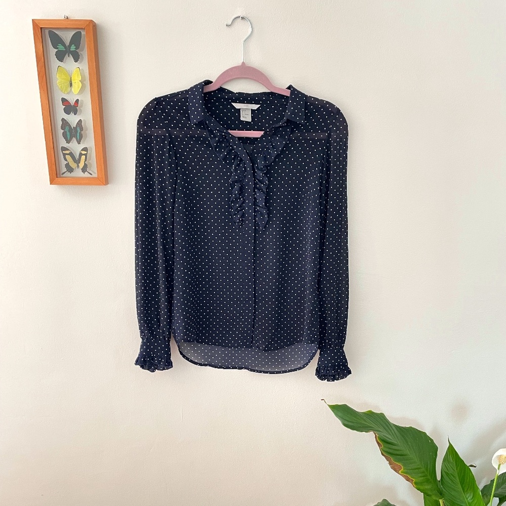 H&M, Size 4, Navy & White Polkadot - Picture 1 of 2